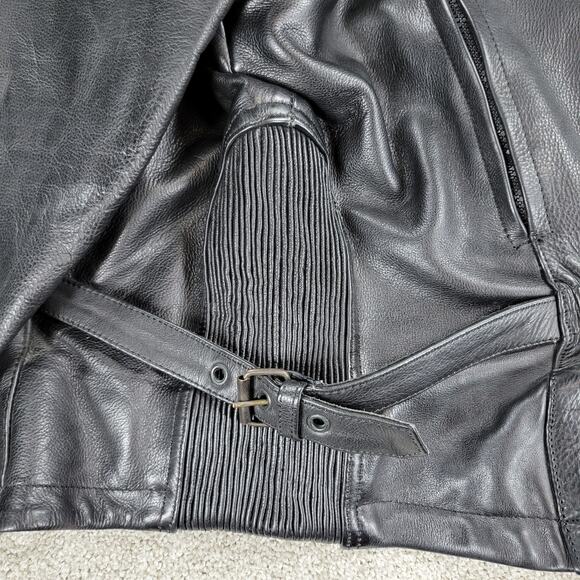 Womens Leather Motorcycle Jacket 3XL Black Vented Gusset Zip Up Biker Riding - Picture 5 of 16